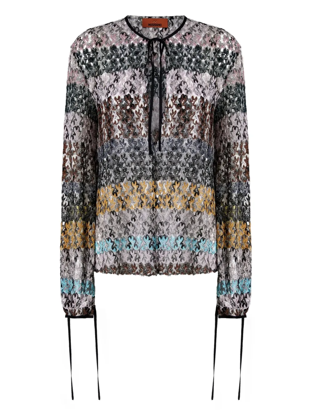 

Топ с длинными рукавами из цветочного кружева Missoni, серый