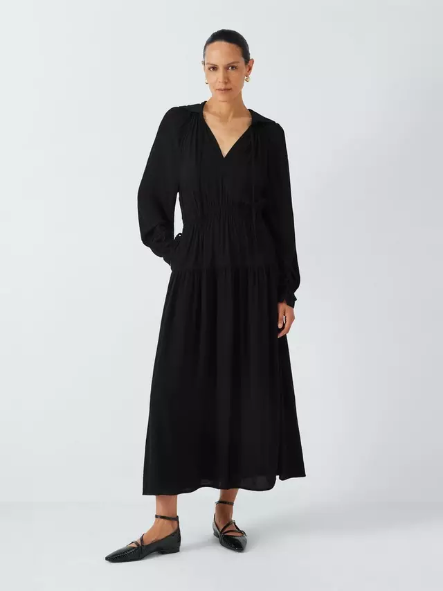 

Платье John Lewis Tiered Tie Neck Midaxi, черный