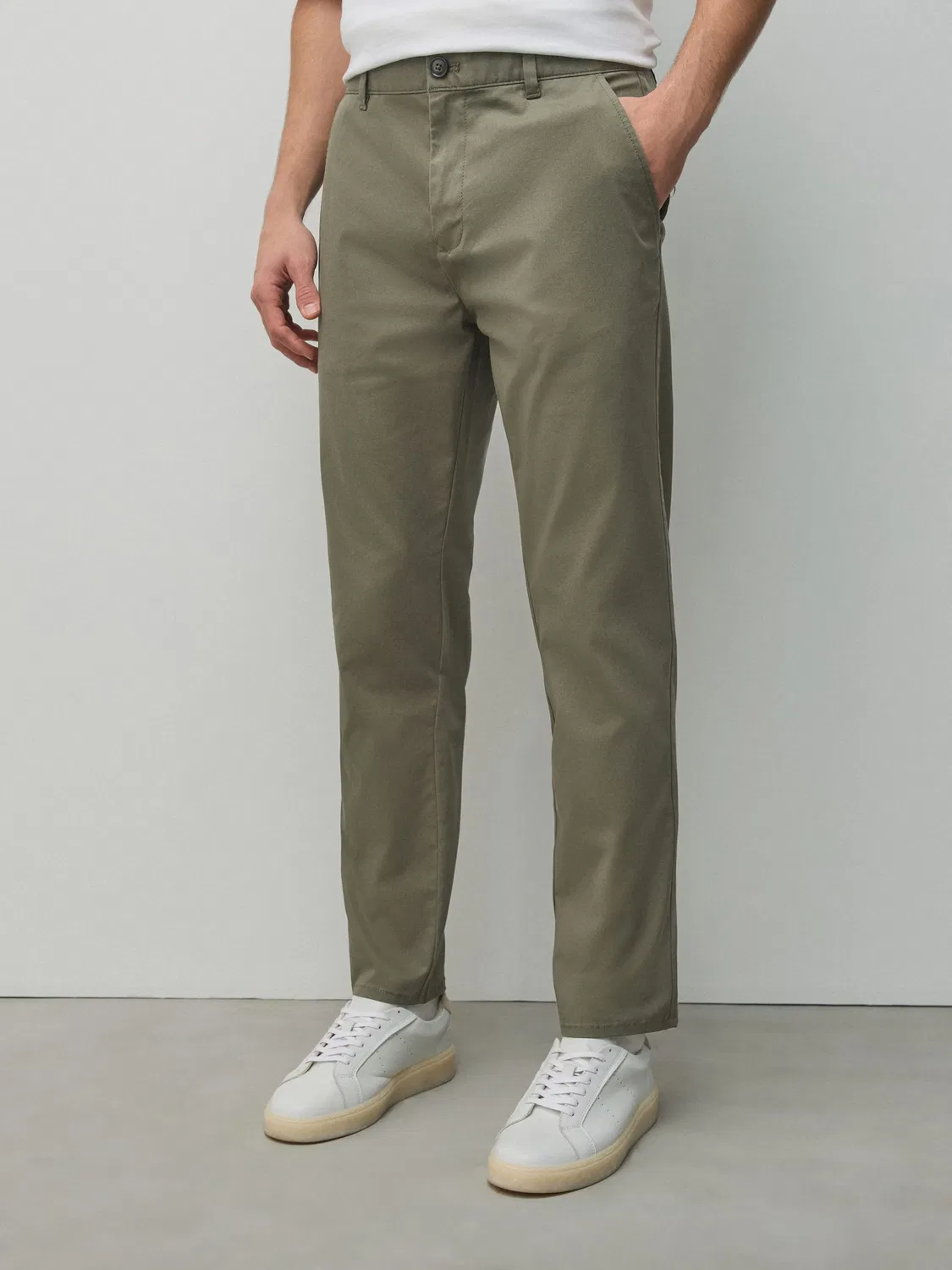 Узкие брюки-чиносы Next, Khaki — фото 2