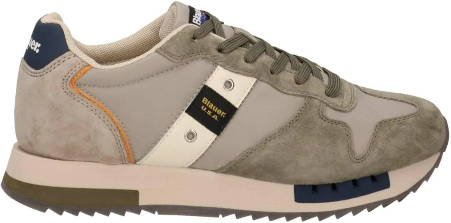 Мужские кроссовки Blauer QUEENS01 в ​​стиле милитари, бежево-зеленые, на шнуровке, замшевые