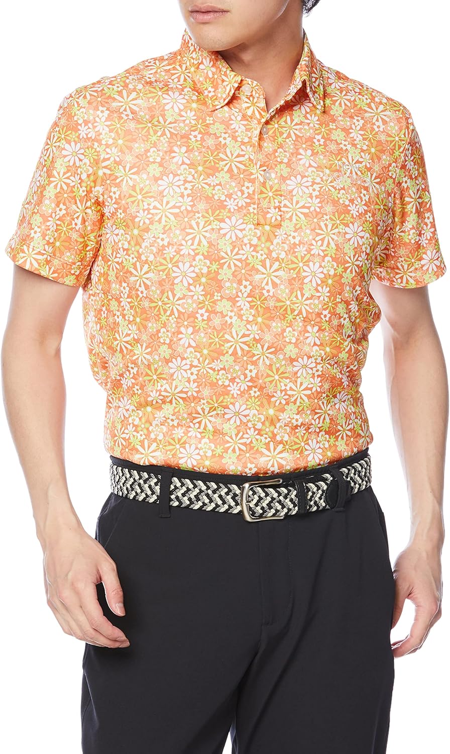 

Мужская поло-рубашка для гольфа New Balance с коротким рукавом (цветочный принт, защита от УФ-излучения, эластичная) 012-2168014, красный