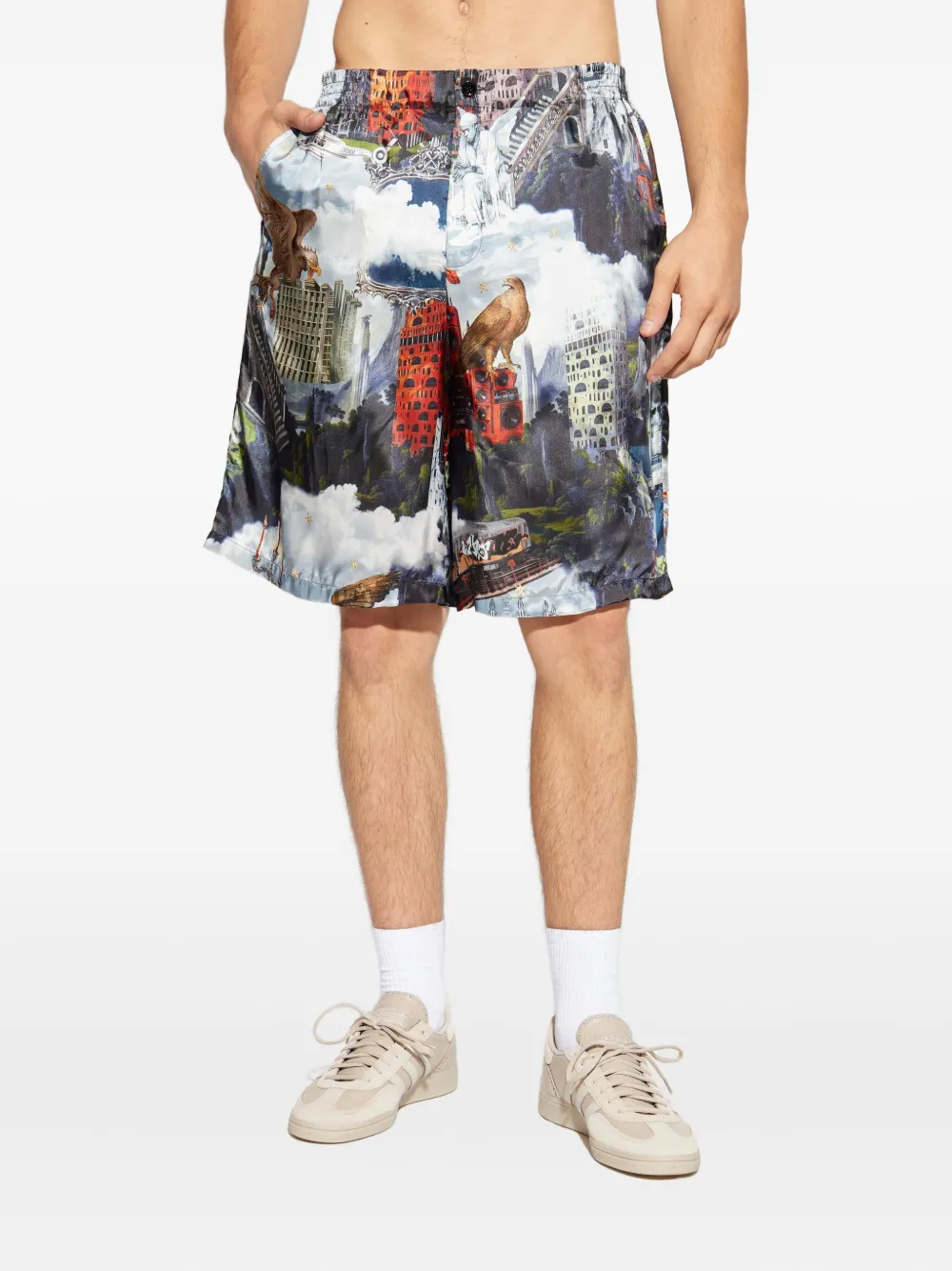Шорты с графическим принтом и кулиской Off-White, синий — фото 3