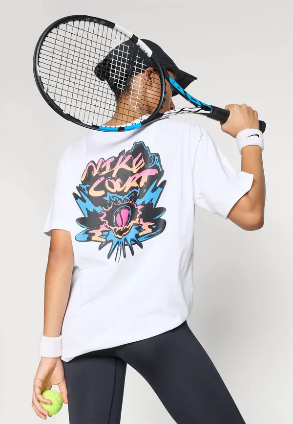 Футболка с надписью "tee slam boyfriend sports tshirt" Nike Performance, White — фото 4