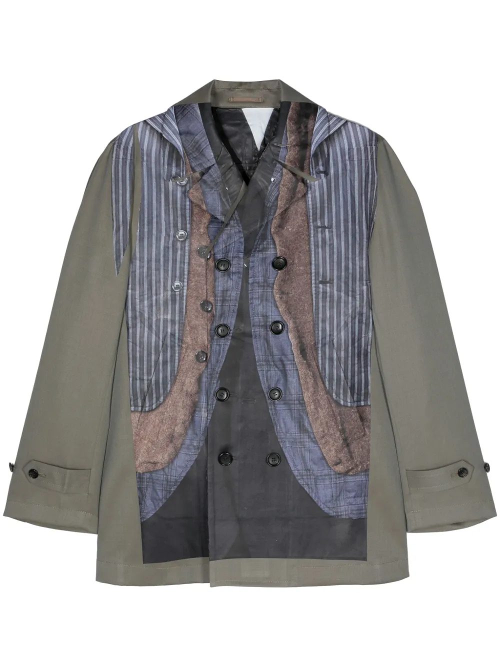 

Двубортное пальто с принтом Comme des Garçons Homme Plus, зеленый