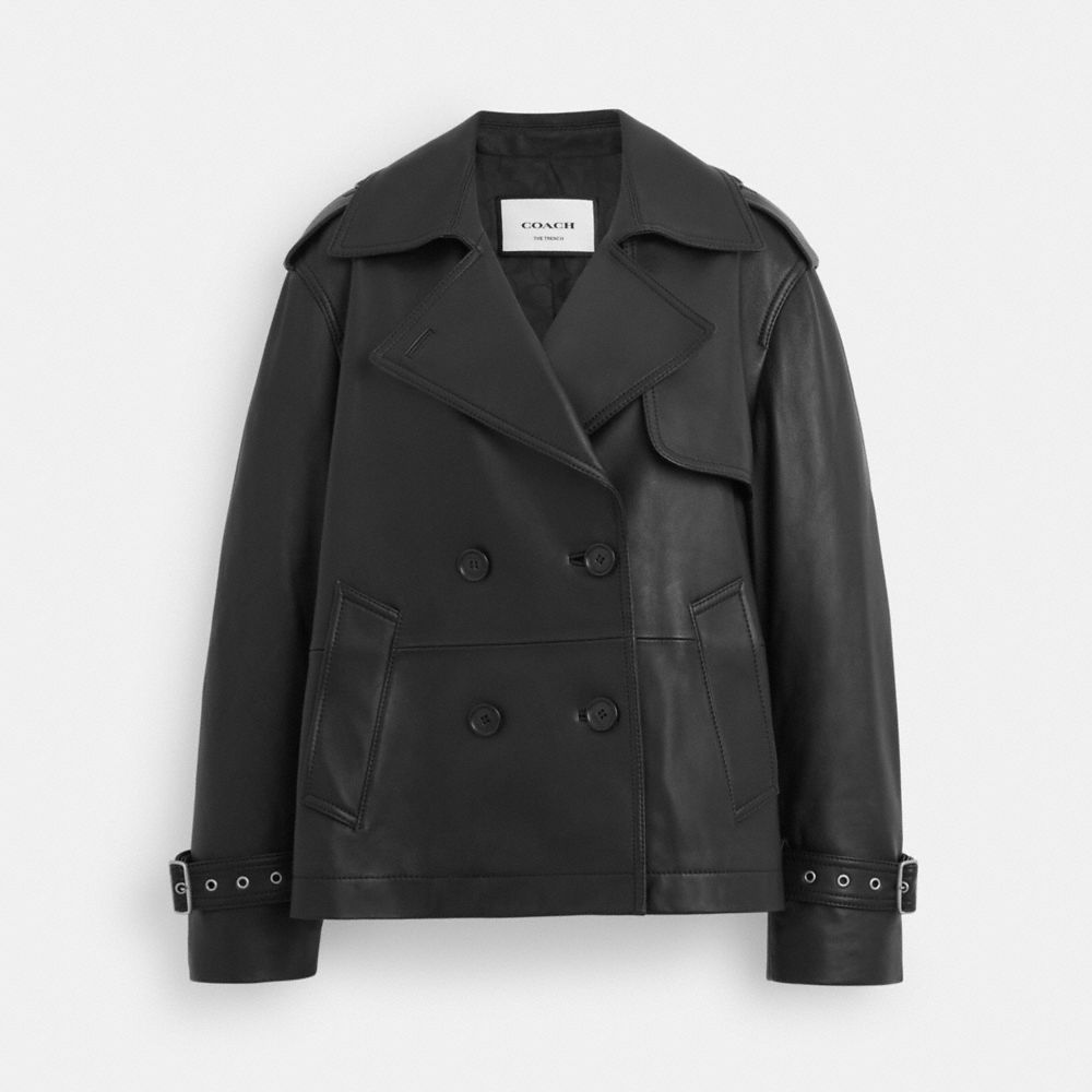 

Пальто Coach Mini Leather Trench Coat, черный