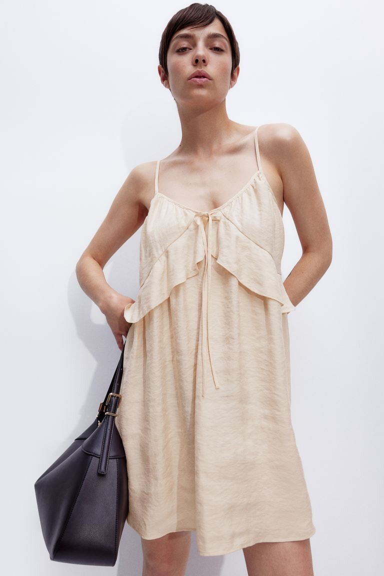 

Платье из модального микса с отделкой воланом H&M, бежевый