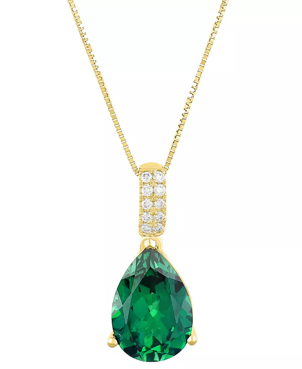 

Ожерелье с подвеской 18 дюймов из 14-каратного белого золота с выращенными в лаборатории сапфирами (5 карат) и бриллиантами (1/10 карата) Grown With Love, emerald