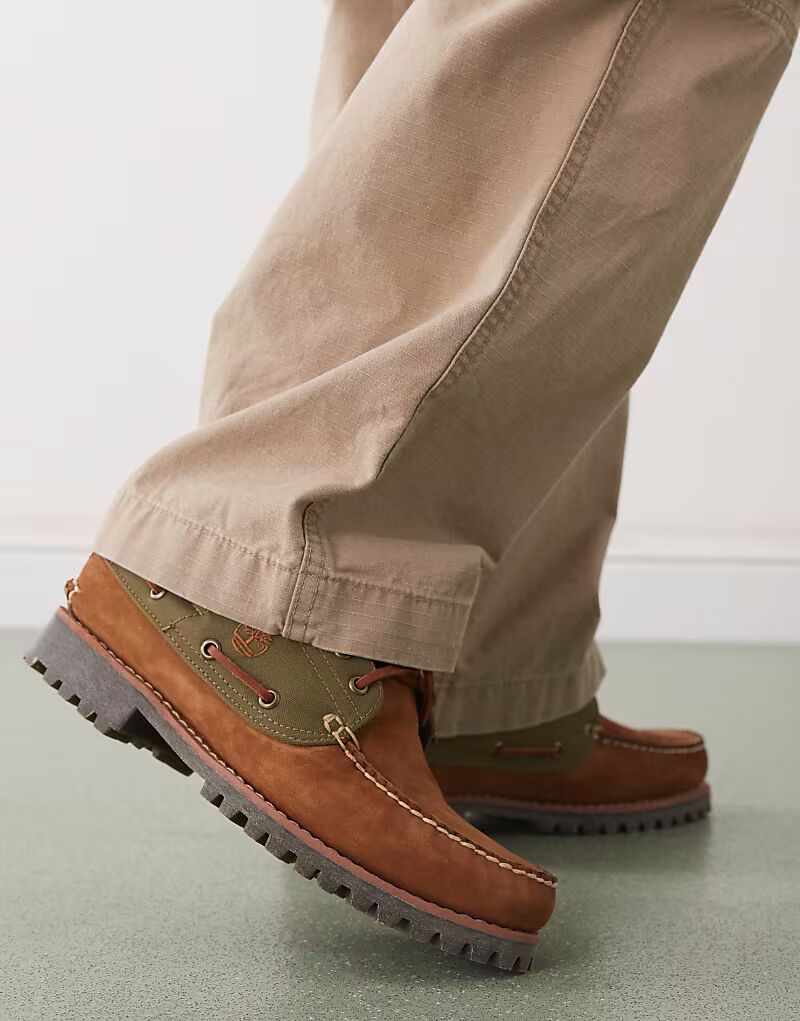 

Ботинки-лодочки Timberland Authentic с тремя люверсами из смешанного коричневого нубука, Коричневый, Ботинки-лодочки Timberland Authentic с тремя люверсами из смешанного коричневого нубука