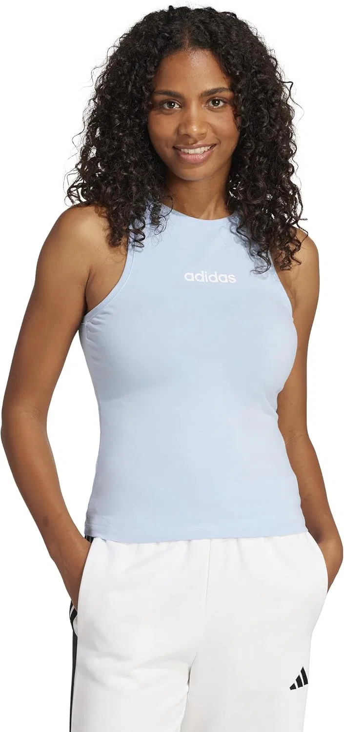 Топ-майка Slim Fit adidas, цвет Glow Blue/White — фото 3
