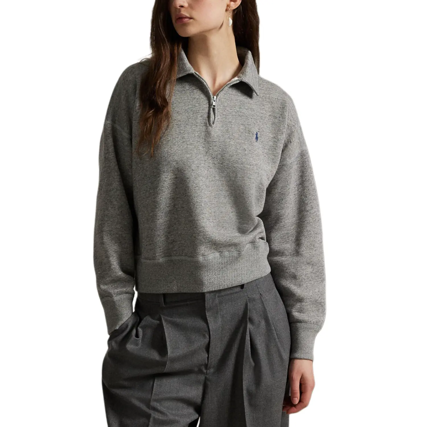 Топ с вышитым логотипом Polo Ralph Lauren, серый — фото 3