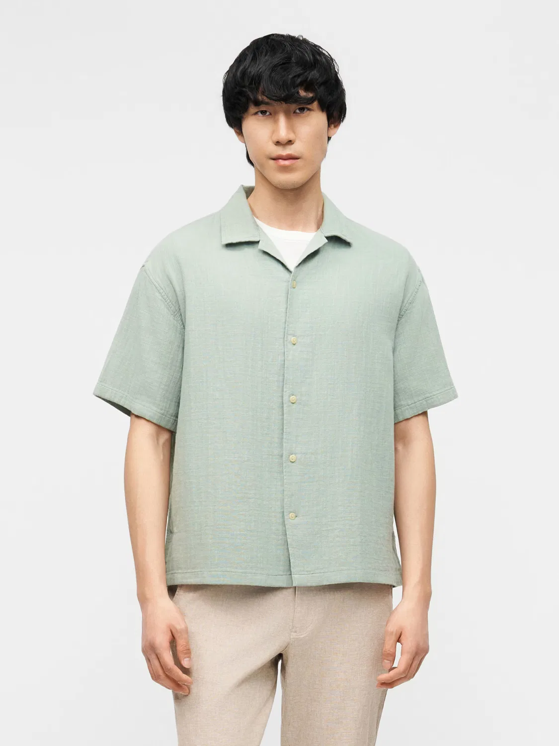 Рубашка Gap Comfort fit на пуговицах, мятного цвета — фото 2