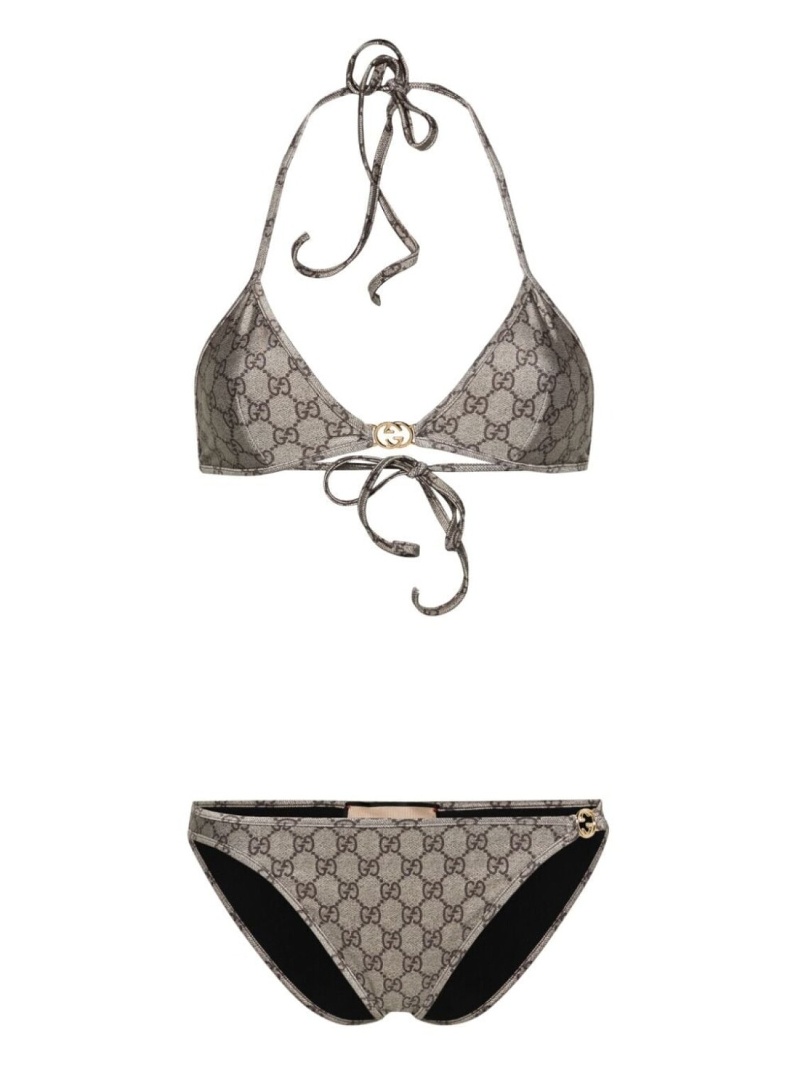 

Gucci бикини с треугольными чашками и принтом GG Supreme, нейтральный цвет