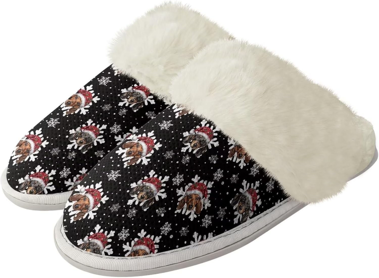 

Тапочки Srengjodk для женщин и мужчин, хлопковые фланелевые тапочки с меховой отделкой, домашние тапочки для него и для нее, размер 36-47, Funny Dachshund Print