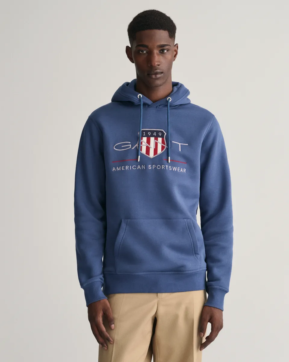 

Толстовка с капюшоном "REG ARCHIVE SHIELD HOODIE" с модной вышивкой логотипа на груди Gant, цвет Dusty Blue Sea