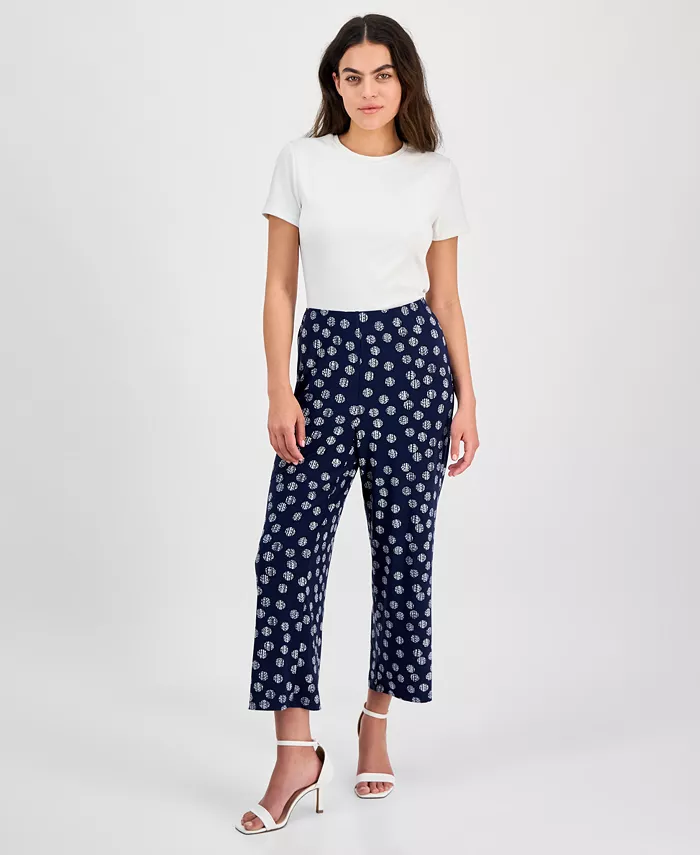 

Anne Klein Женские укороченные брюки с принтом на резинке AK Anne Klein, синий