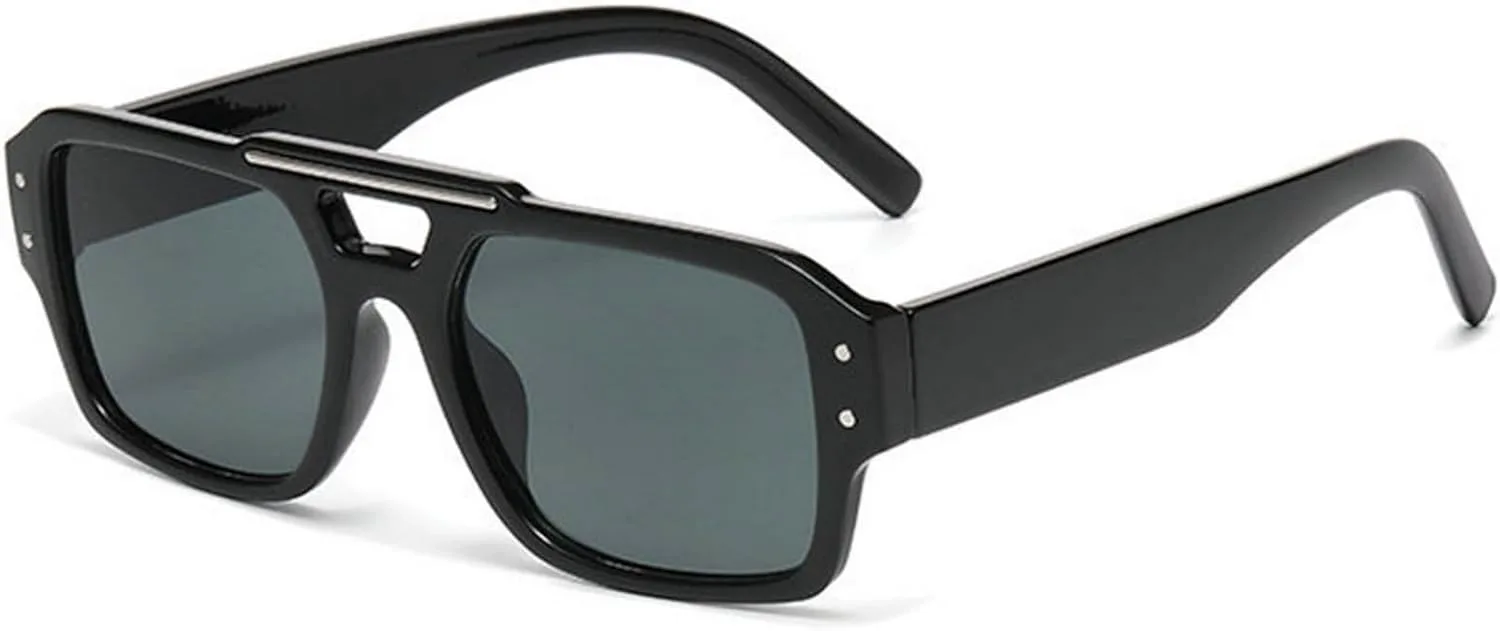 

Солнцезащитные очки Willochra Luxury Rivet Pilot для женщин и мужчин, винтажные, с двойной перемычкой, квадратной формы, защита от УФ-излучения UV400, C1