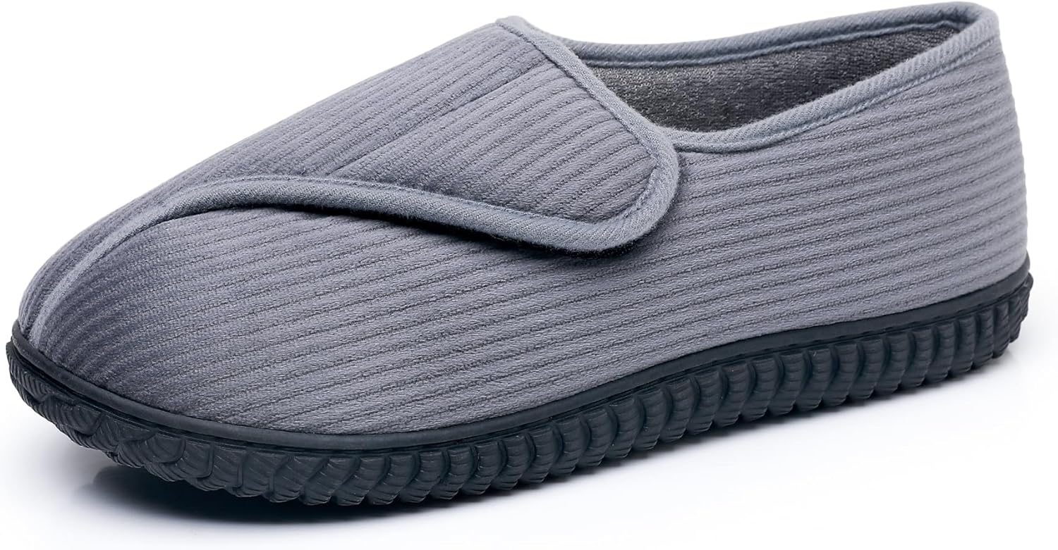 

Домашние тапочки Git-up Men с эффектом памяти для диабетиков, регулируемые для артрита и отечности, для опухших ног, широкие, удобные, мягкие, с нескользящей подошвой, больших размеров, для дома и улицы, серый