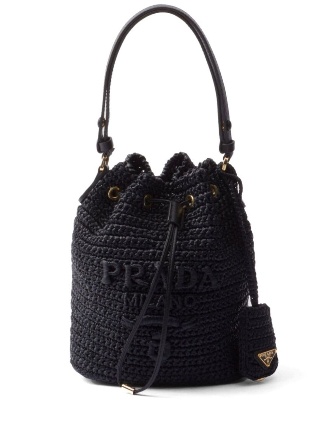 

Сумка-ведро Prada в технике кроше, черный