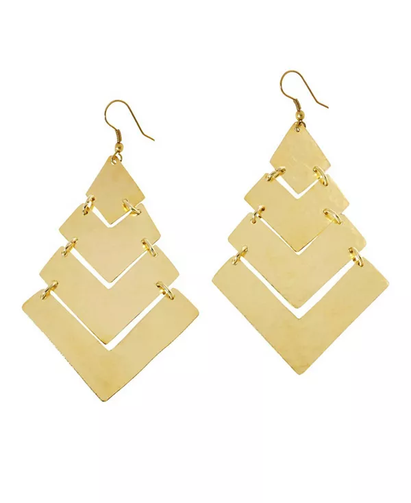 

Серьги Amina из кованой латуни ручной работы, покрытые 14-каратным золотом – эффектное кенийское украшение Kendi Amani, brass