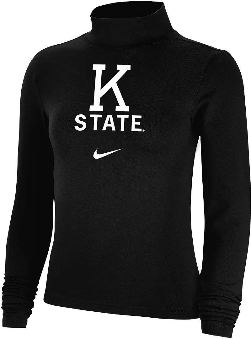 

Мужская мужская рубашка Nike Kansas State Wildcats черная с воротником под горло и длинными рукавами Essential