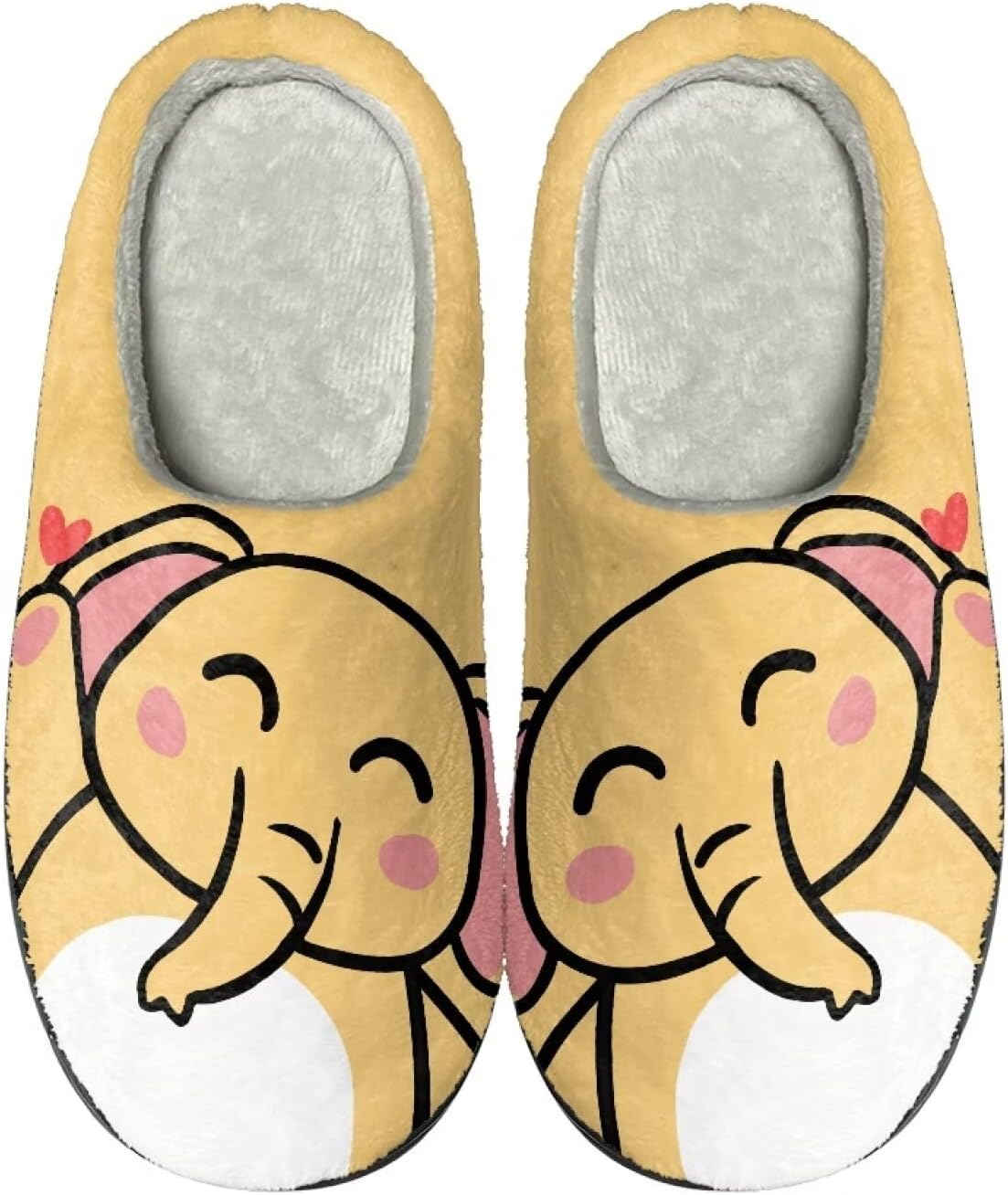 

Мультяшные тапочки Howilath из флиса для мужчин и женщин, антискользящие, теплые и дышащие, размеры-2XL, желтый