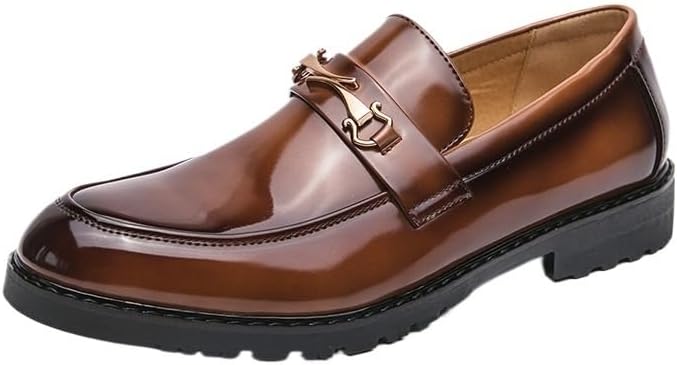 

Мужские классические кожаные лоферы, деловая кожаная обувь, без застежек, нескользящая и износостойкая, для повседневной носки, вечеринок, свадеб Zestrelax, коричневый