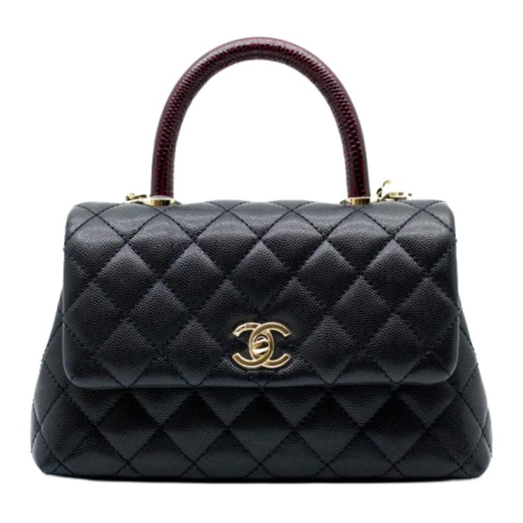 

CHANEL Сумка-труба из коровьей кожи с ручкой Coco Caviar, женская, черная