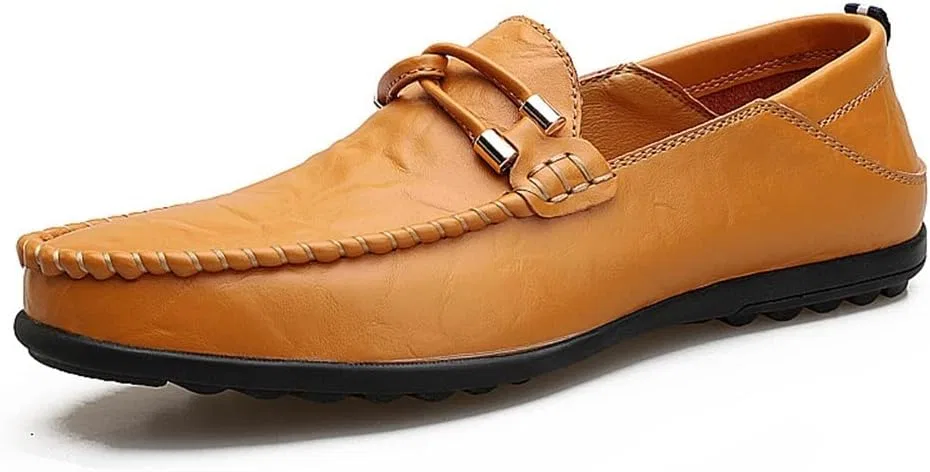 Лоферы кожаные Round Toe Stitching Details, коричневый PUGHGAETZF