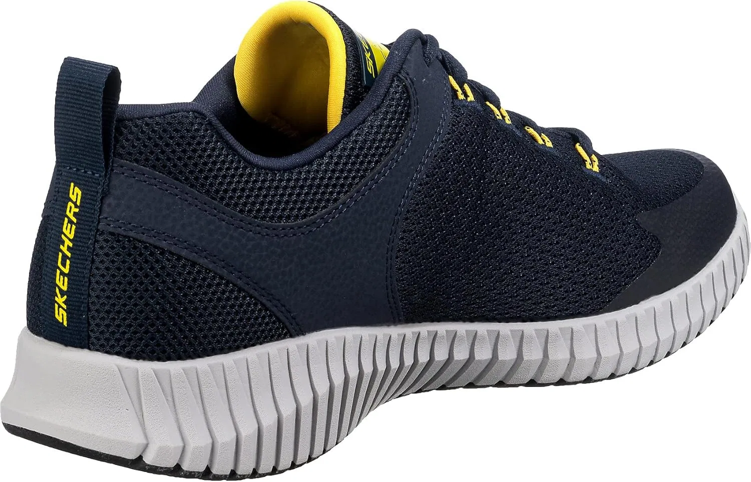 Мужские прогулочные кроссовки Skechers Elite Flex Prime, Navy Mesh Pu Yellow Trim — фото 4