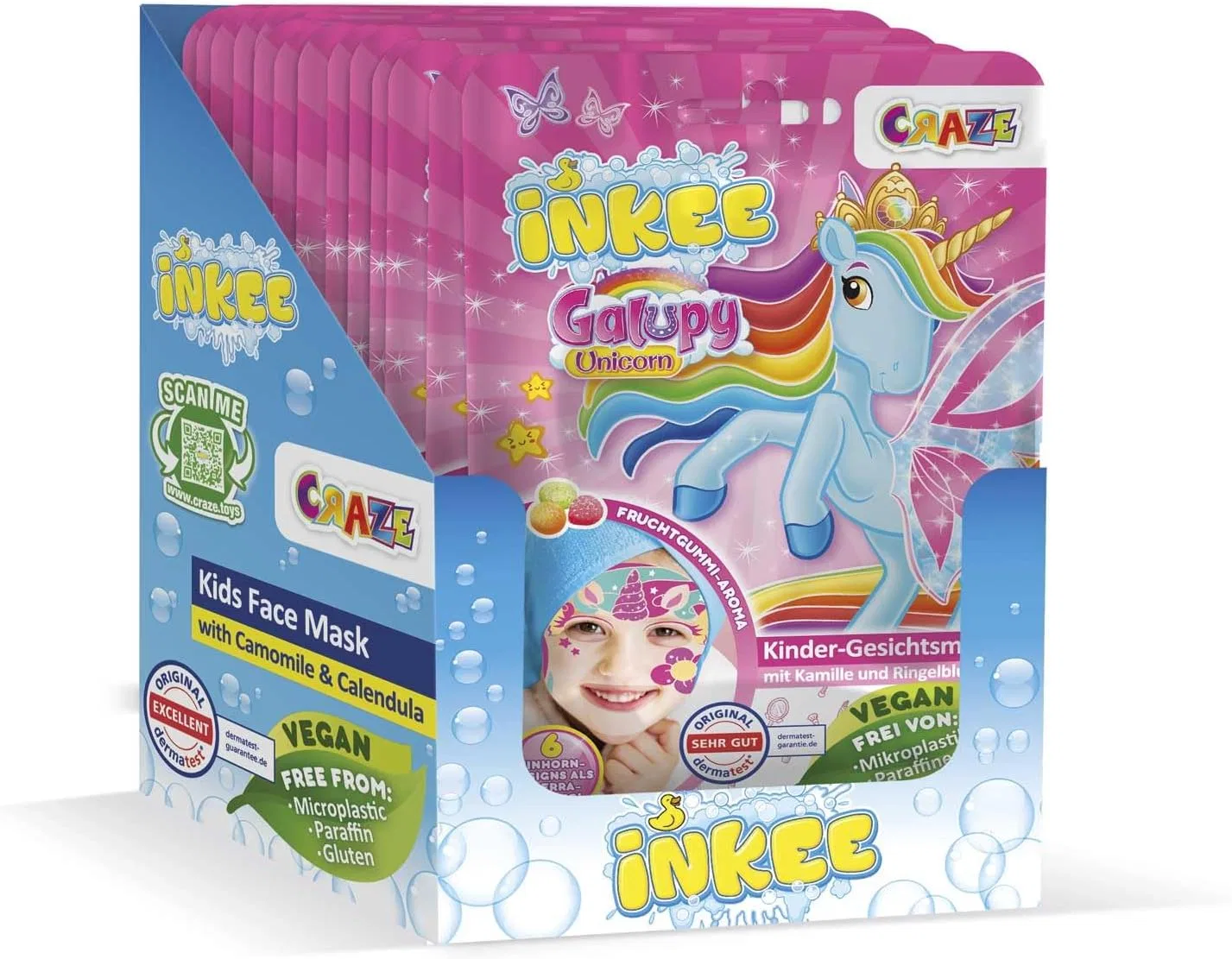Тканевая маска INKEE — Детские тканевые маски для лица «GALUPY UNICORN» с ароматом фруктовой жвачки, . от