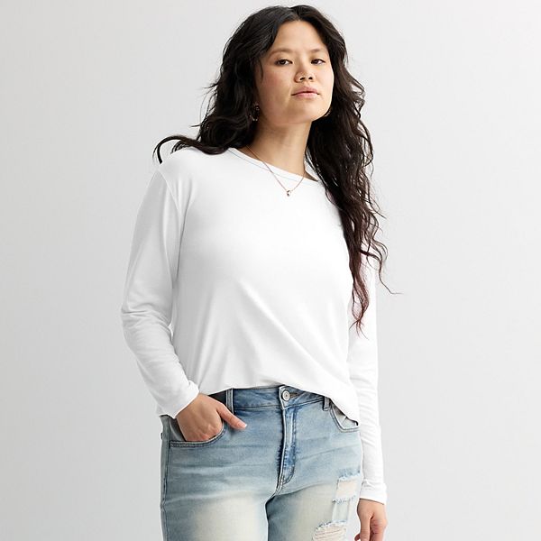 

Футболка с длинным рукавом Juniors' plus size core с тканью trs So, Modern White