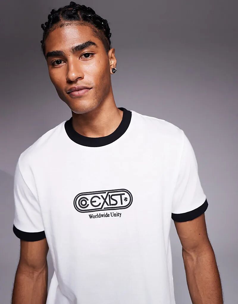 

Футболка свободного кроя ASOS DESIGN белого цвета с текстовой графикой