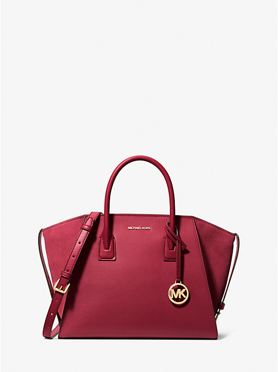 

Большая кожано-замшевая сумка Avril Michael Kors, красный