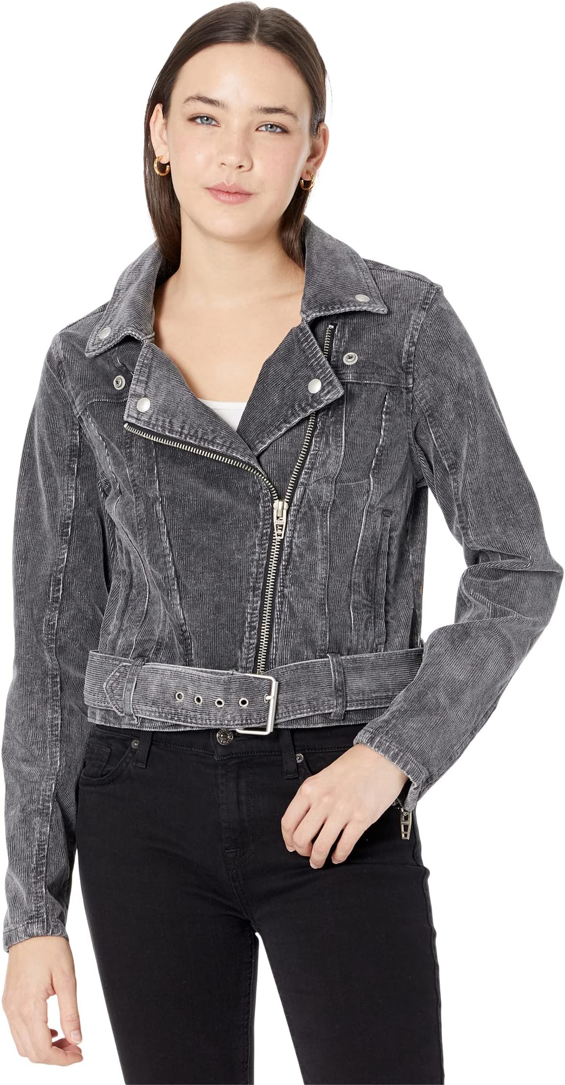 

Куртка Blank NYC Washed Black Wale Corduroy Moto Trucker Jacket with Belt, цвет Keep It Simple