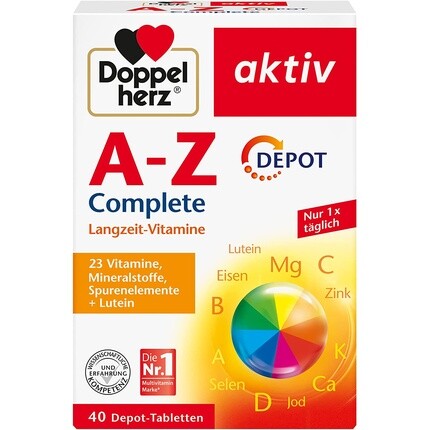 

AZ Complete Depot с 23 витаминами, минералами, микроэлементами и лютеином, 40 таблеток Retard, Doppelherz