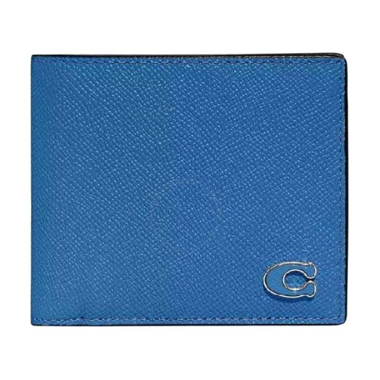 

COACH Кожаный бумажник миниатюрный мужской синий, Blue