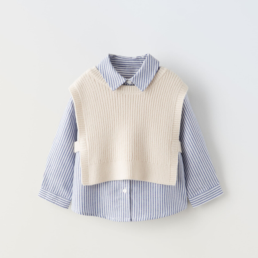 

Комплект рубашка и жилет Zara, 2 предмета, экрю