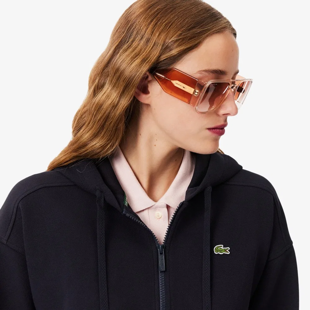 Худи Lacoste Double Face Pique на молнии, тёмно-синяя — фото 2