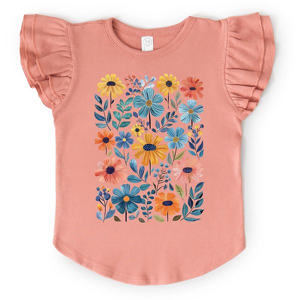 

Футболка с рукавами-крылышками Watercolor daisy garden The Juniper Shop, Mauve