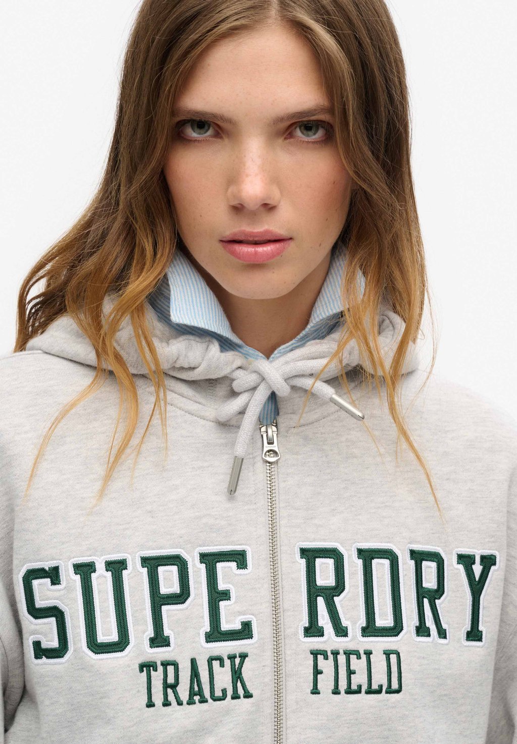 

Толстовка на молнии COLLEGE LOGO BOYFRIEND Superdry, светло-серый