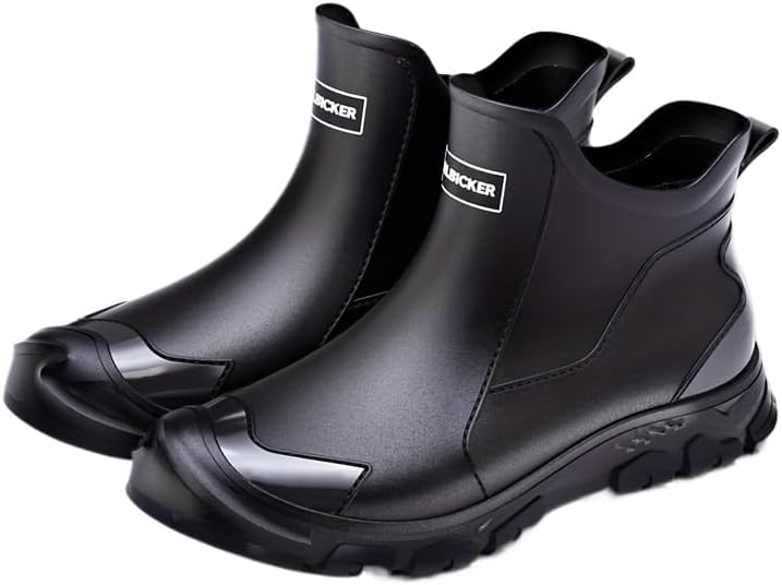 

Мужские модные дождевые сапоги HCHCTRY - водонепроницаемые, противоскользящие и прочные для всех сезонов, черный