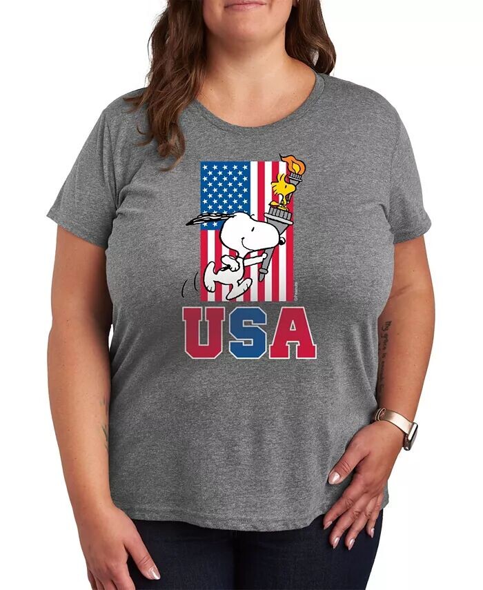 

Футболка больших размеров с графическим рисунком USA Torch Hybrid Apparel, серый