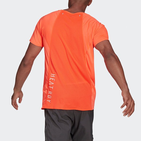 Футболка adidas Gzm Htd Tee M Marathon Running Sports Splicing Round Neck Short Sleeve Red Fluorescence, красный — фото 4