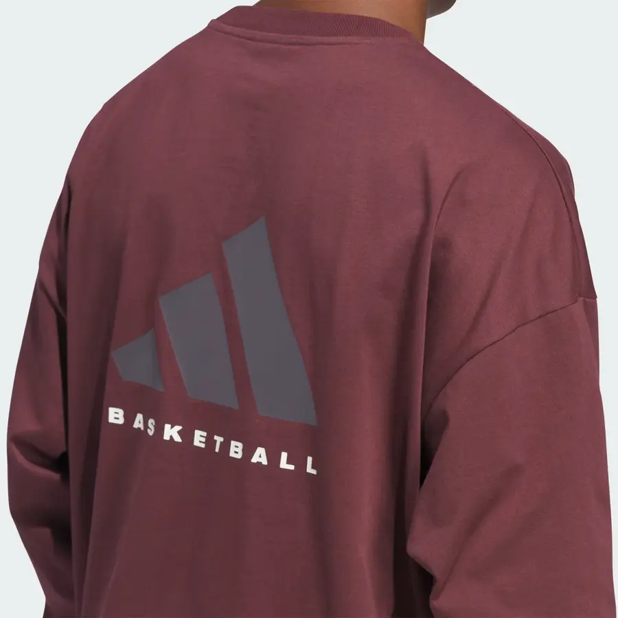 Футболка adidas Basketball Long Sleeve T-Shirt 'Aurora Ruby Brown', бордовый — фото 4