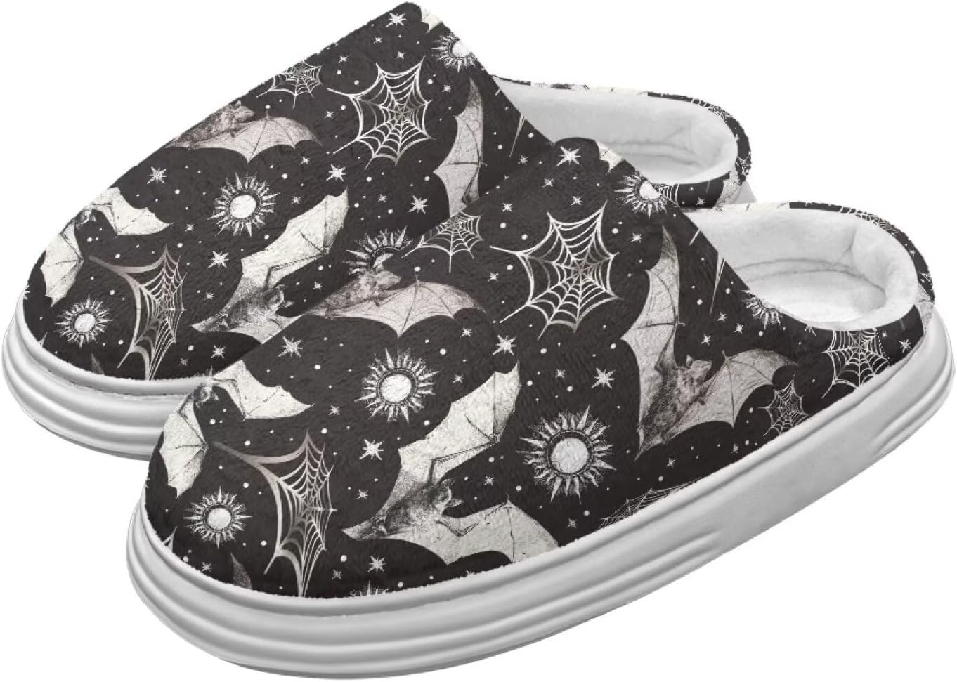 

Домашние тапочки Chririnla для женщин и мужчин с эффектом памяти, толстая EVA подошва, мягкие, без застежки, противоскользящие, уютные, для дома и улицы, Bat Spider Web