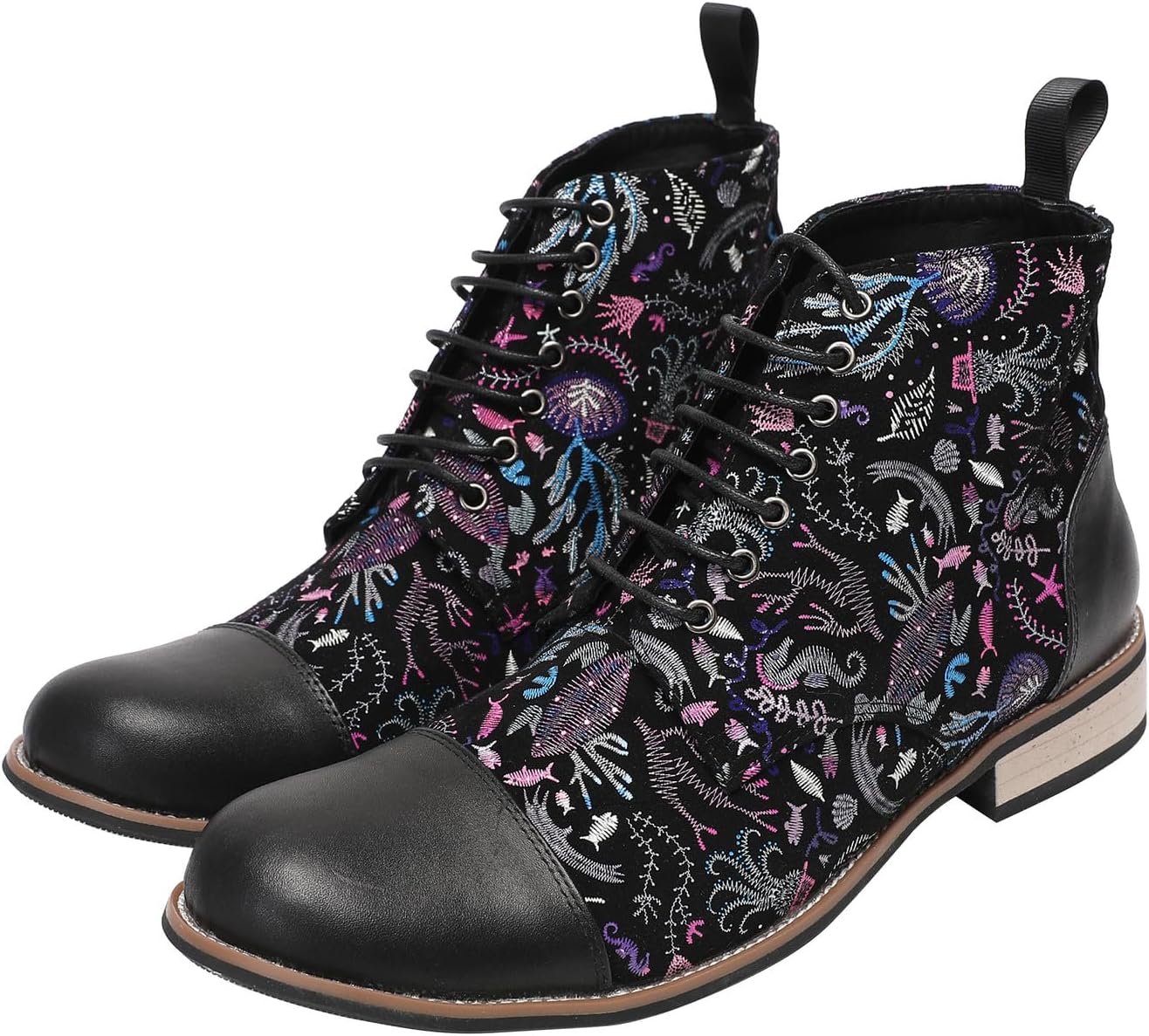 

Мужские вестерн-оксфорды Santimon - ковбойские сапоги с квадратным носком из натуральной кожи с вышивкой, для диско, вечеринок и бальных танцев, черный