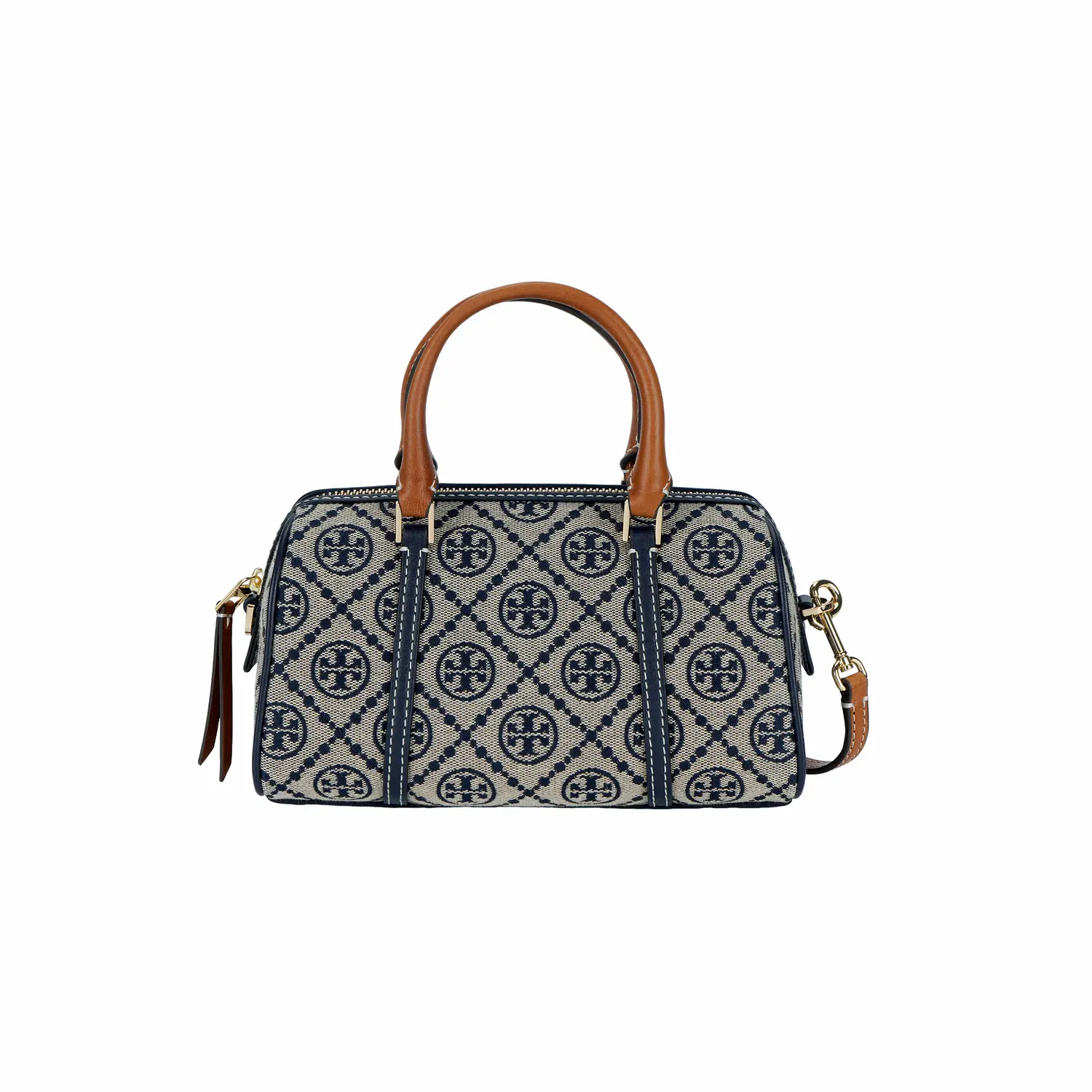 

TORY BURCH Миниатюрная бочкообразная сумка T Monogram в темно-синем цвете