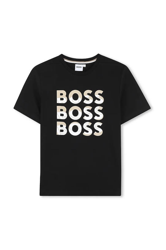 

Детская хлопковая футболка Boss, черный