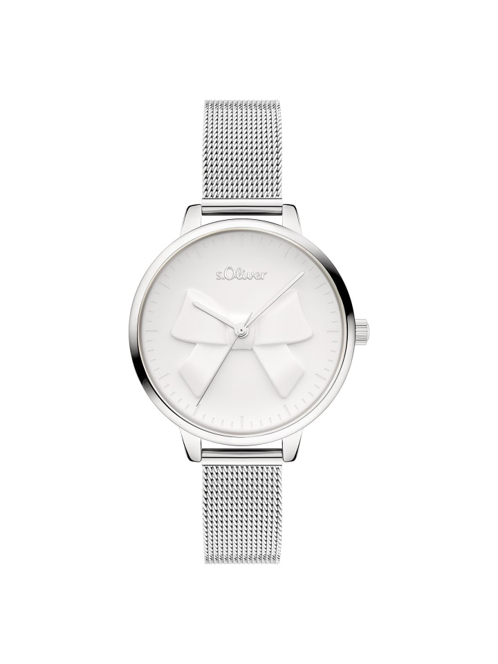 

s.Oliver Наручные часы с игривым бантиком, серебристого цвета
