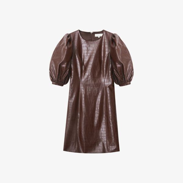 

Платье мини Vivianne из искусственной кожи с тиснением под крокодила By Malina, цвет hazel